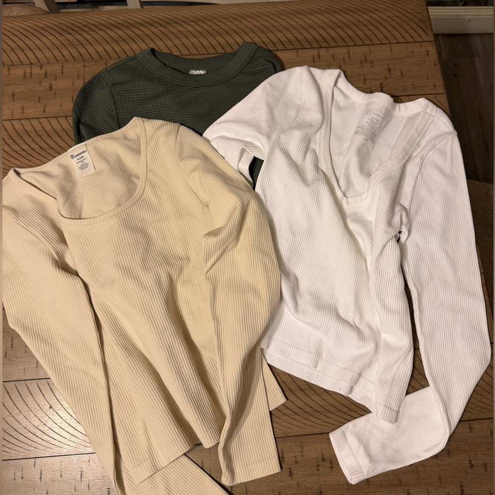 No Boundaries Long Sleeve Tees - Green, Cream, and White (bundle of 3)